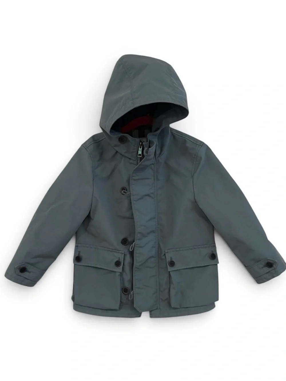 Burberry Kids Hooded Pea Coat - blue Gray